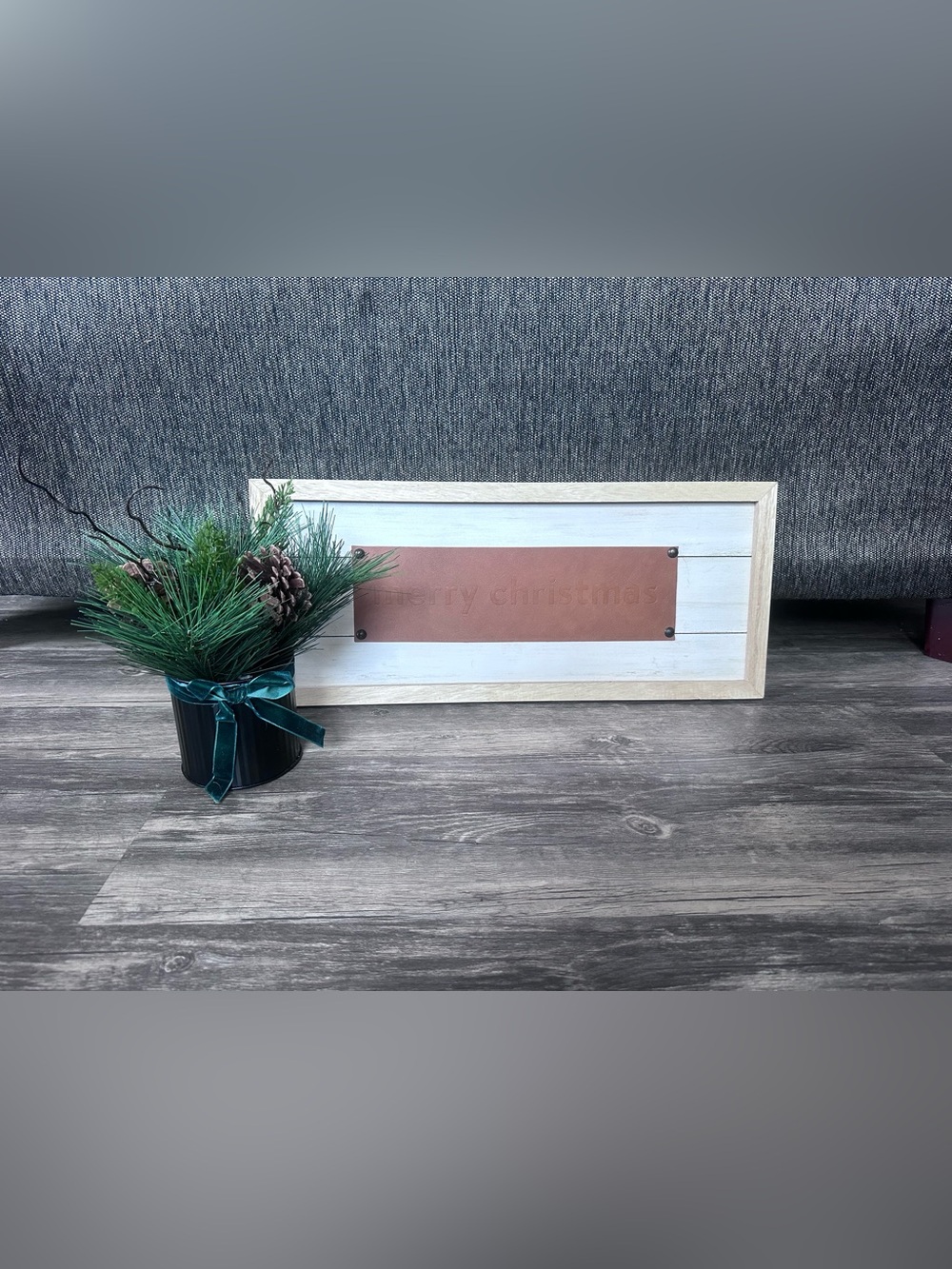 Christmas Decor Bundle – Wooden Sign + Holiday Floral Arrangement